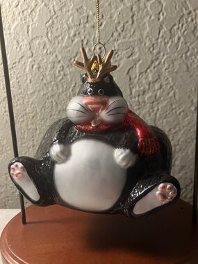Mouth blown glass large cat ornament - FIGI  NEW